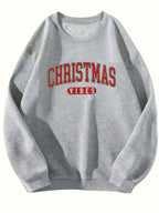 Casual Crew Neck Sweatshirt With Christmas Vibes