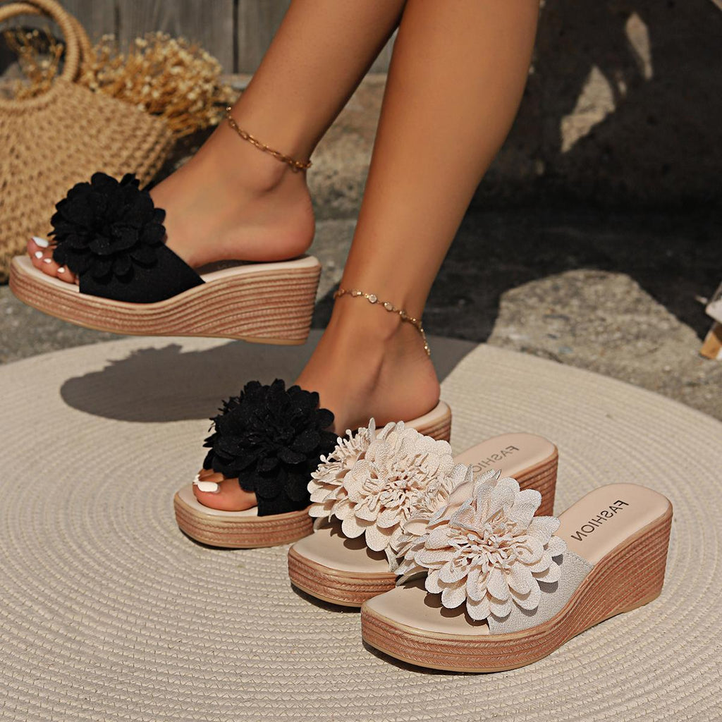 Flower Design Wedge Sandals Female