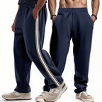 Loose Side Stripes Wide Leg Straight Men's Sports Pants