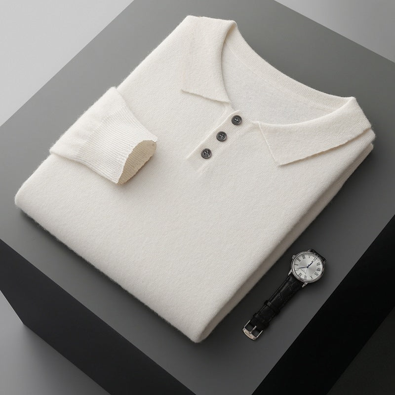Cashmere Sweater Men's Lapel Pullover T-shirt