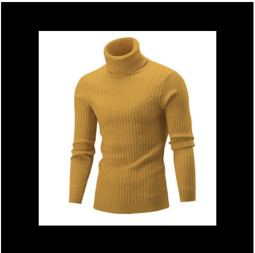 Men's Turtleneck Solid Color Twisted Sweater