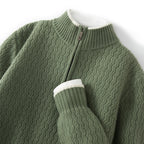 Men's Woolen Sweater Half-open Collar Long Sleeve Solid Color Stand Collar Sweater