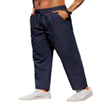 Men's Linen Solid Color Casual Elastic Waist Outdoor Daily Breathable Tube Pants
