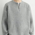 Half Zipper Sweater Loose Pullover Texture Knitted Men