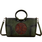 Embossed Retro Contrast Color Elegant Artistic National Style Small Square Bag