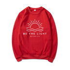 Women's Fleece-lined Crew Neck Sweater Plain Slogan Printing