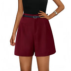 Elastic High Waist Wide Leg Casual Shorts