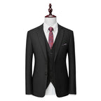Men's Business Casual Plaid Slim Fit Suit Three-piece Suit