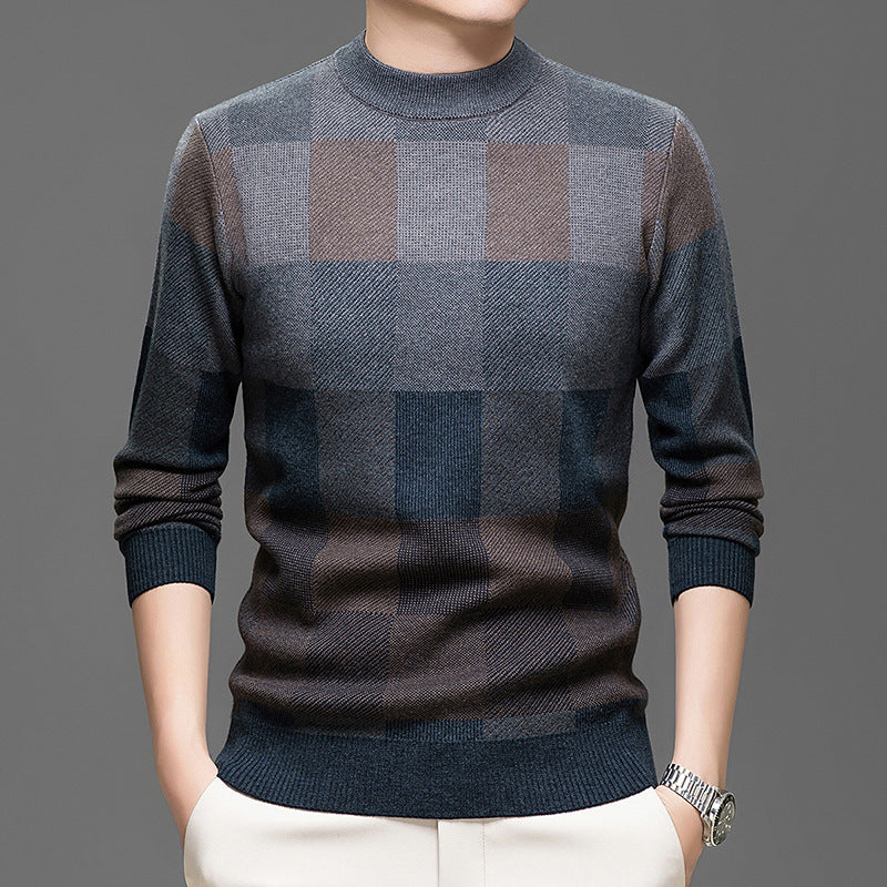 Men's Knitting Sweater Middle-aged Pullover Crew Neck Casual Bottoming Shirt