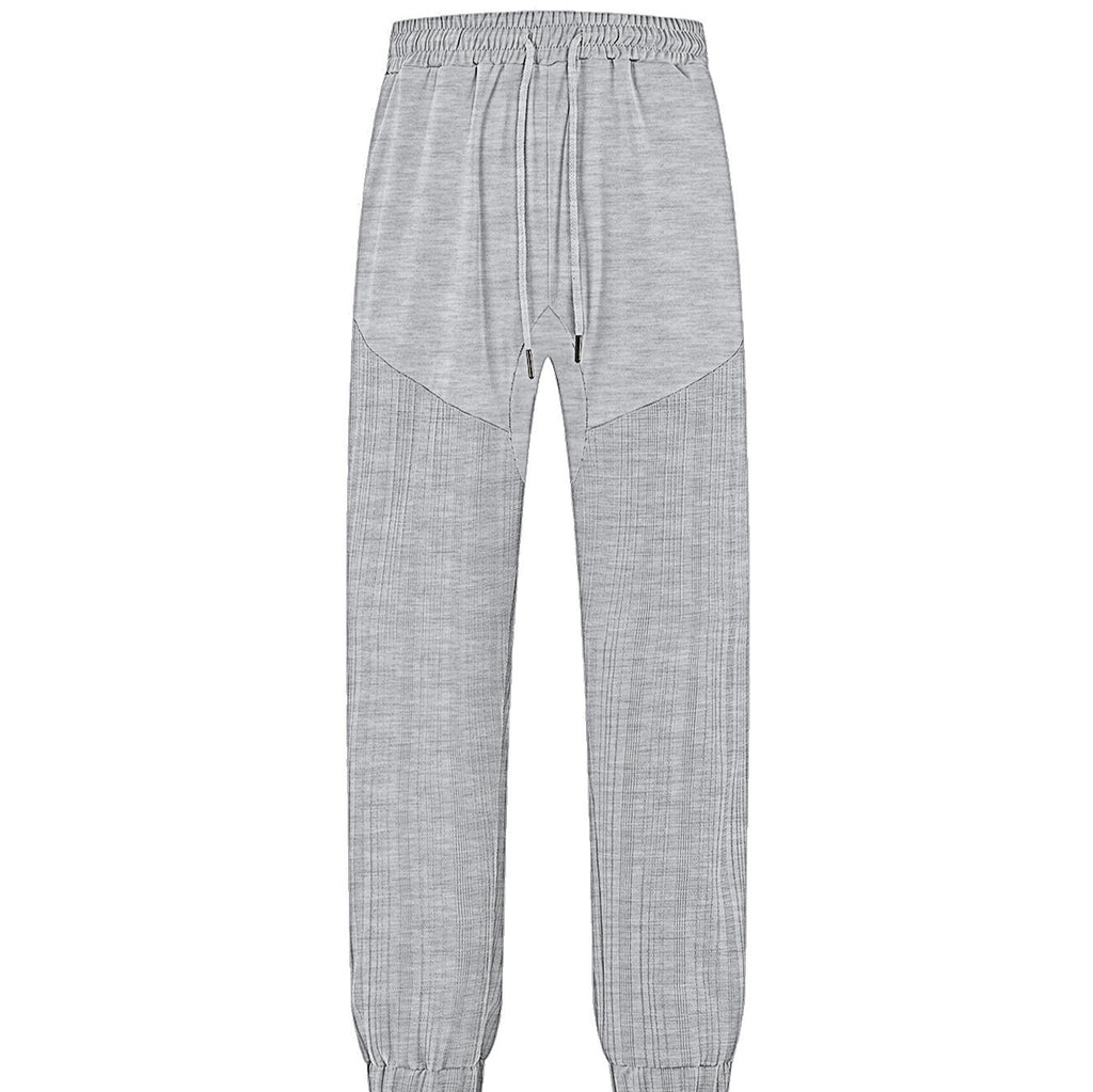 Simple Loose Thin Linen-style Sporty Drawstring Patchwork Men's Sweatpants