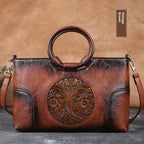 Embossed Retro Contrast Color Elegant Artistic National Style Small Square Bag