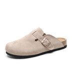 Men's And Women's Genuine Leather French Retro Closed Toe Half Slippers