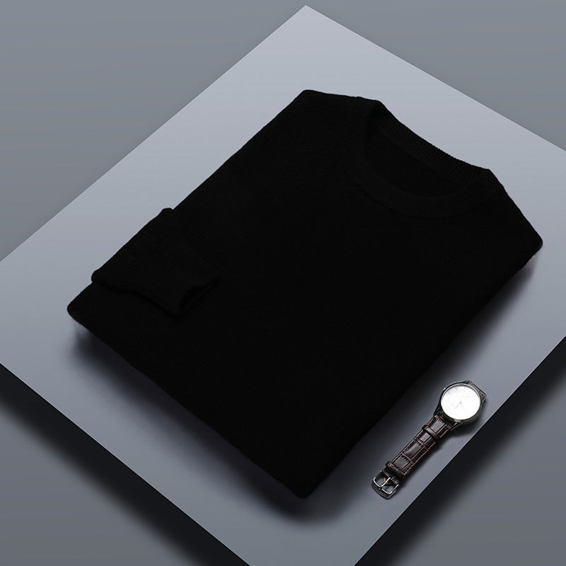 Casual Men's Solid Color Loose Round Neck Wool Sweater