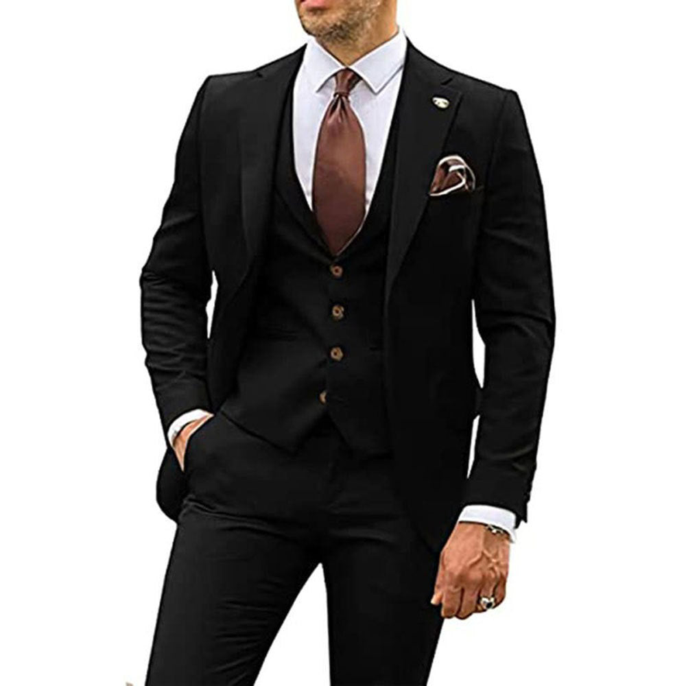 Men's Three-piece Slim-fit Dovetail Groom Dress