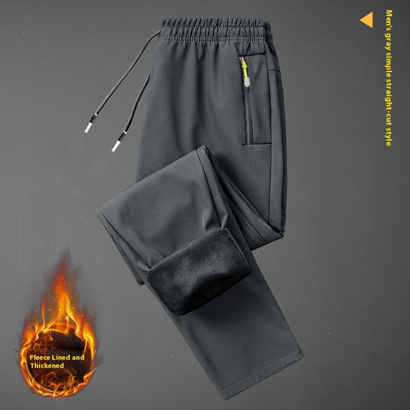 Fleece-lined Waterproof And Windproof Thick Cold-proof Soft Shell Climbing Pants