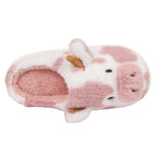Cute Cartoon Cow Plush Slippers Winter Warm Indoor Bedroom Floor Fuzzy Slipper Couple Non-slip House Shoes
