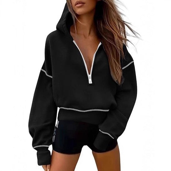 Women's Half Zipper Short Sweater