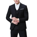 Men's Solid Color Casual Business Casual Three-Piece Suit
