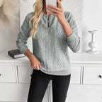 Women's Loose Casual Pullover Half Zipper Long Sleeve Solid Color Texture Round Neck Hoodie For Women
