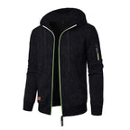 Men's Sports Fitness Casual Jacquard Sweater Hooded Coat