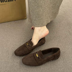 Thick Bottom Deep Mouth Suede Heel Leather Shoes