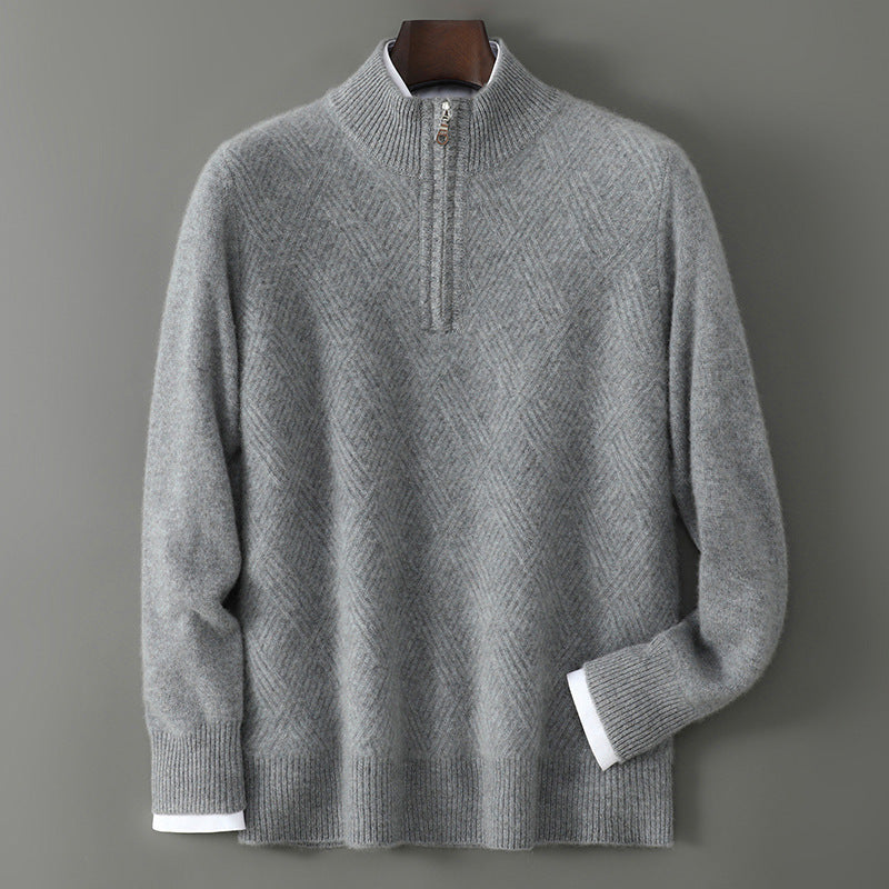 Half Turtleneck Zipper Design Pure Wool Knit Bottoming Shirt