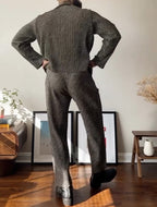 Men's Plaid Two-Piece Suit-Slim Fit Blazer And Trousers