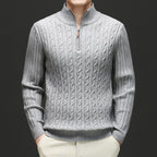 Men's Woolen Half Zipper Thick Casual Long-sleeved Sweater