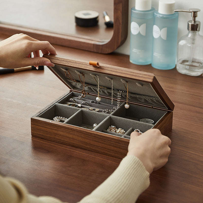 Large Capacity Household Walnut Jewelry Box