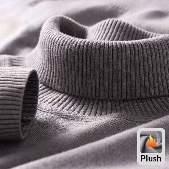 Knitted Sweater Men Soft Skin-friendly Casual Warm High-neck Sweater