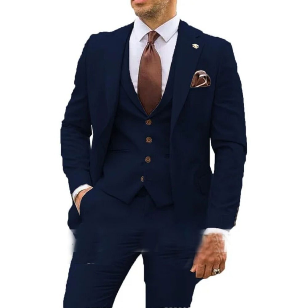 Men's Three-piece Slim-fit Dovetail Groom Dress