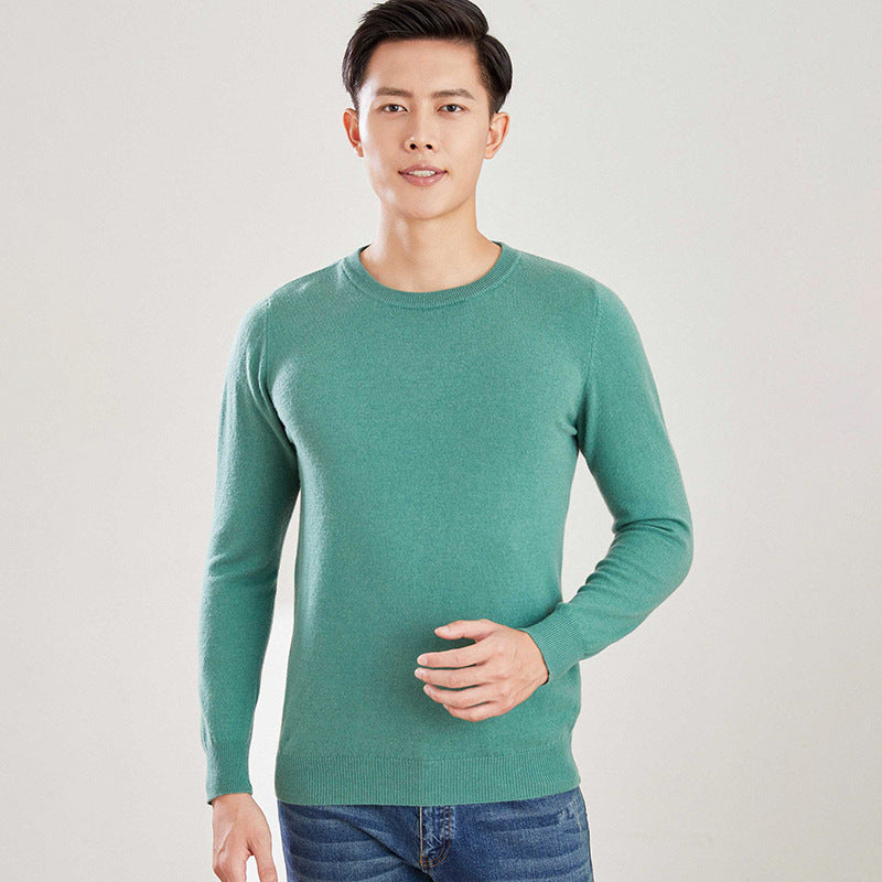 Men's Solid Color Round Neck V-neck Wool Sweater Knitted