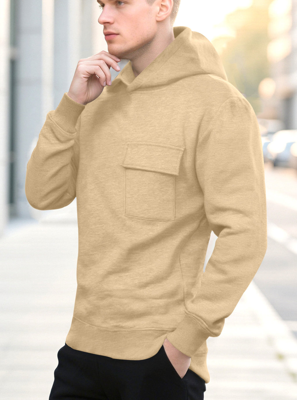 Solid Color Loose Casual Hooded Sweatshirt