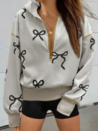 Ladies Hooded Long Sleeve Half Zipper Short Chic Casual Sweatshirt