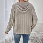Casual Solid Color Hooded Long Sleeve Sweater Women
