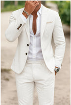 Men's Digital Printing Casual Suit Top Two-piece Pants