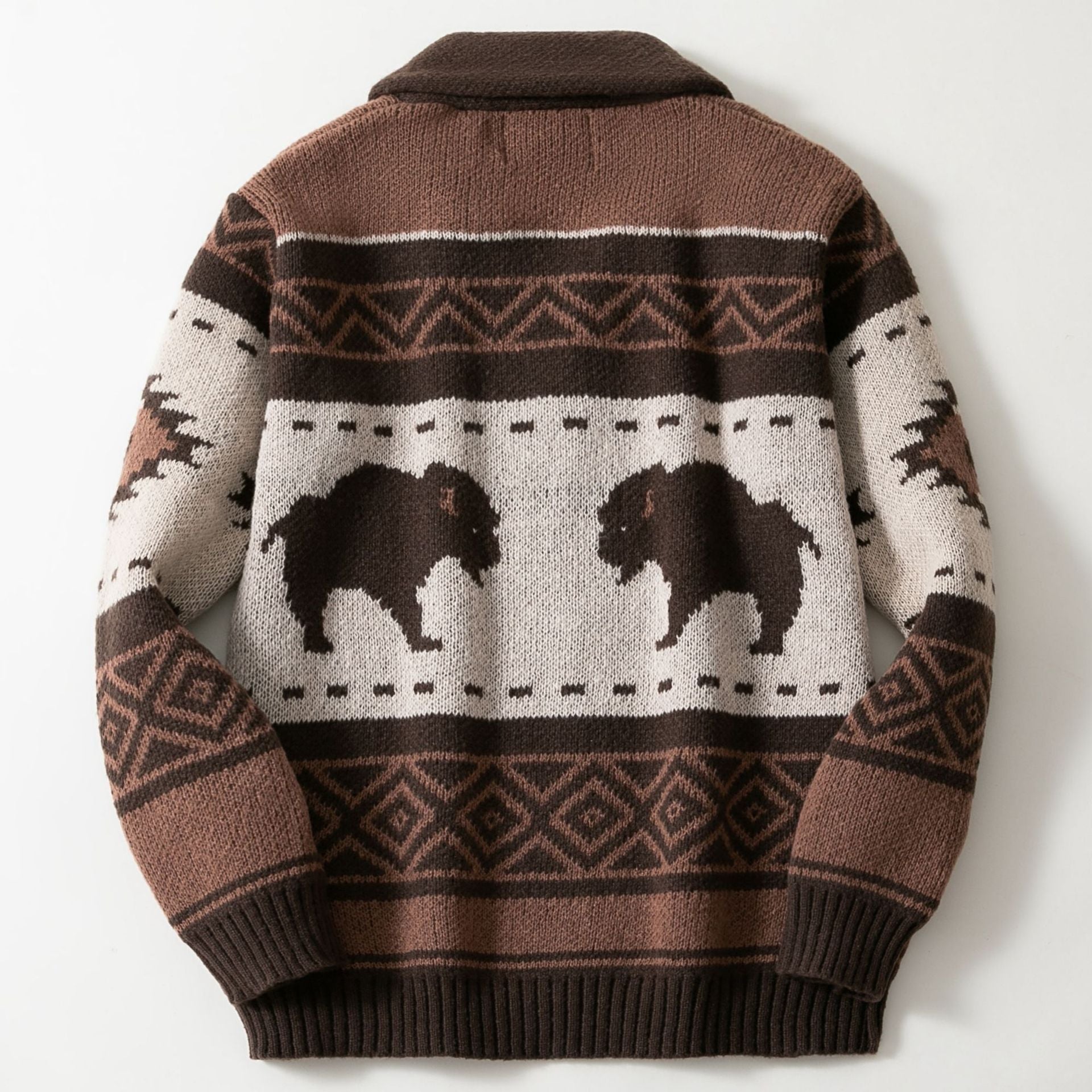 Men's European And American Retro Jacquard Knit Sweater Autumn And Winter Thickened Cardigan