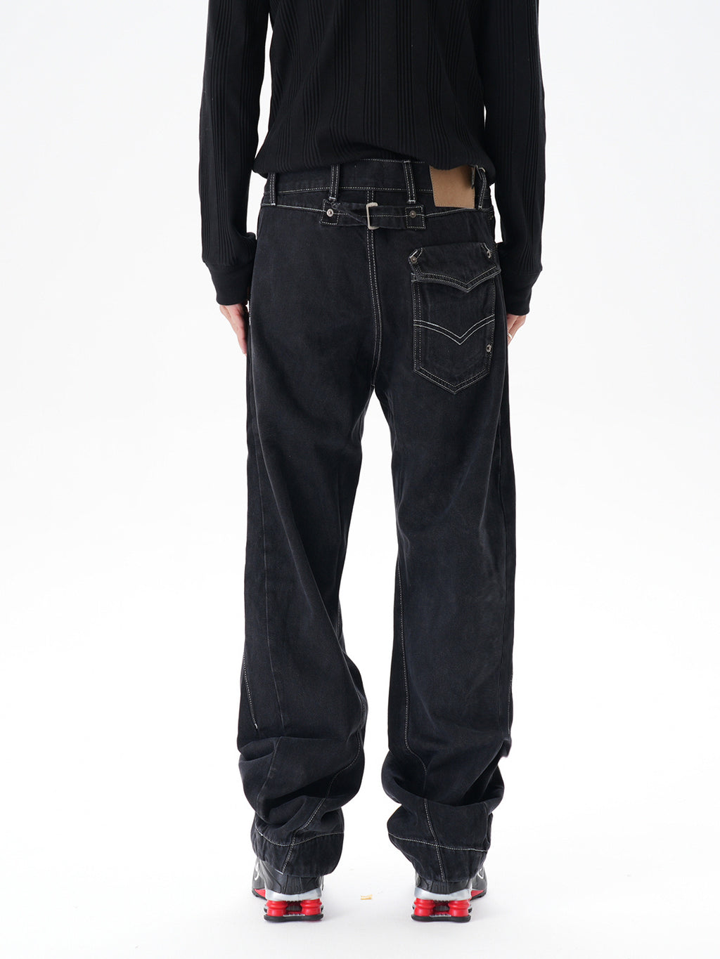 Contrast Color Loose Machete Jeans Men