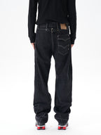 Contrast Color Loose Machete Jeans Men