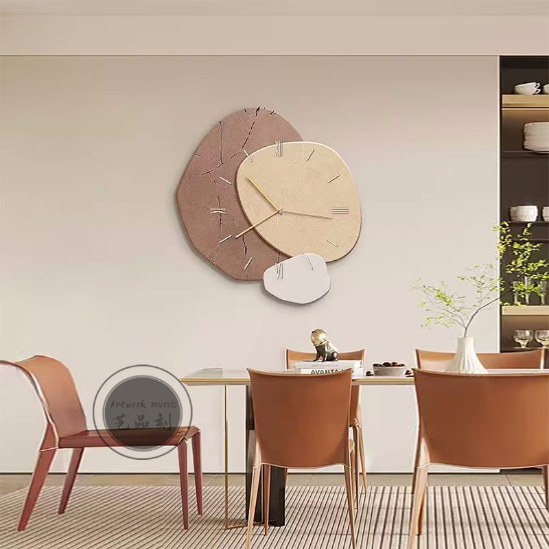 New Chinese Style Dining Room Dining Table Hanging Painting Punch-free Wall Clock