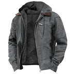 Winter Hooded Coat With Pockets Fashion Warm Fleece Zip-up Jacket Casual Outwear Men's Clothing