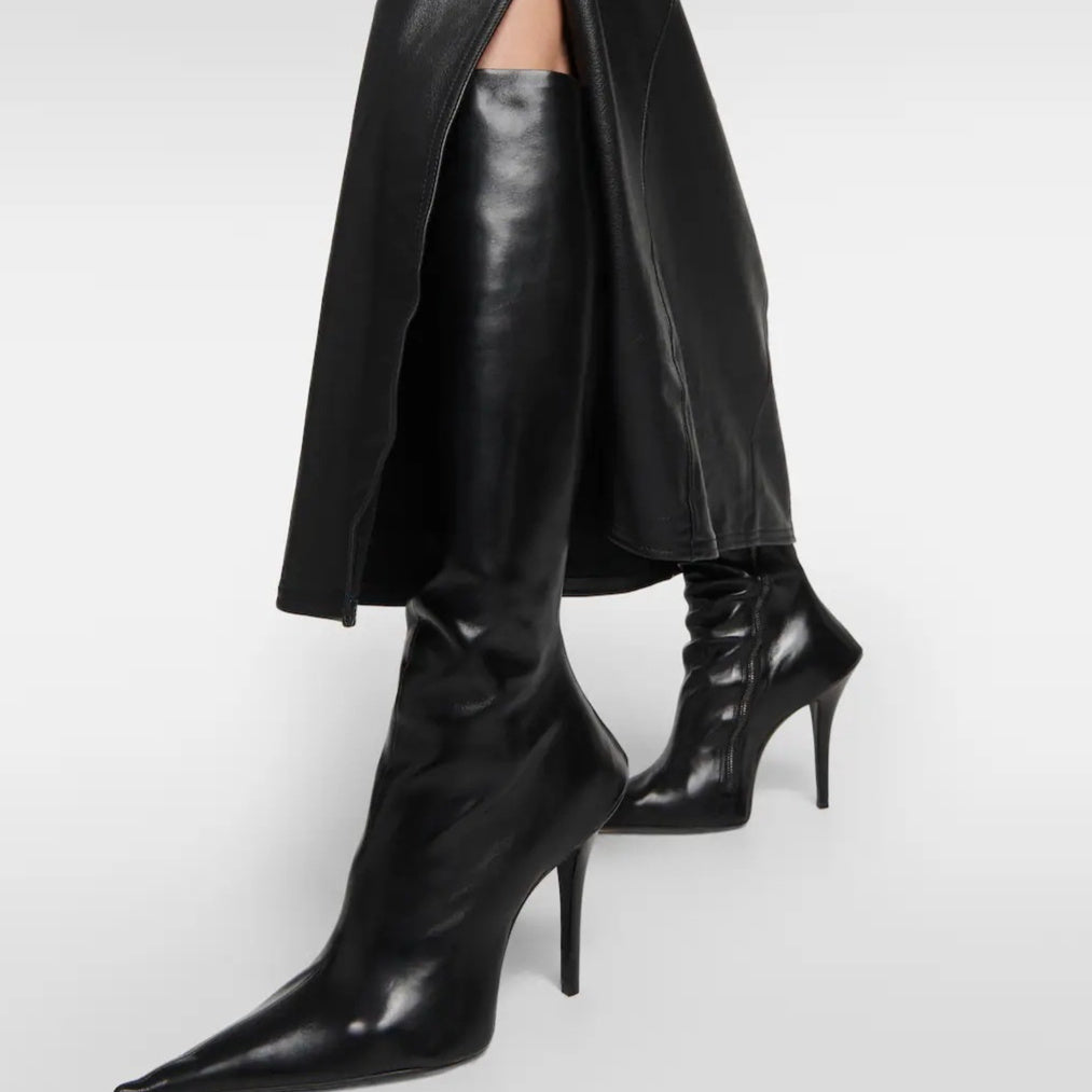 New Stiletto Heel Pointed Shaped Heel Side Zipper Knee-length Female Boots