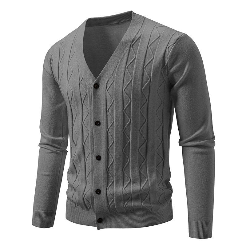 Men's Brocade Sweater Korean Style Trendy Casual Loose And Handsome V-neck Knitted Cardigan Coat