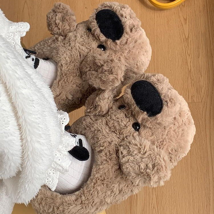 Cute Warm Nose Dog Shoes Room Non Slip Cotton Slippers