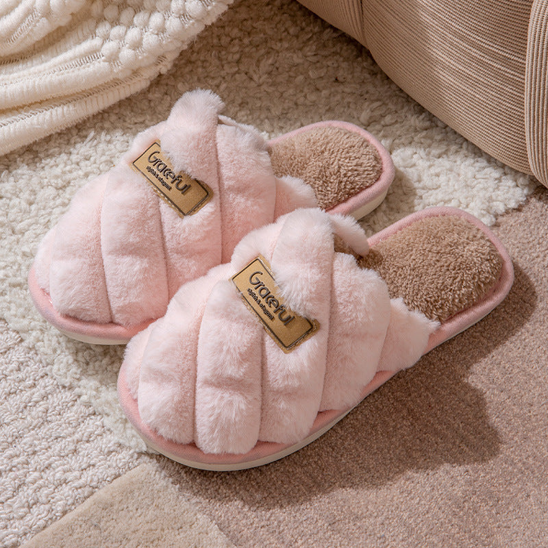 New Simple Thick Bottom Interior Home Non-slip Plush Warm Cotton Slippers