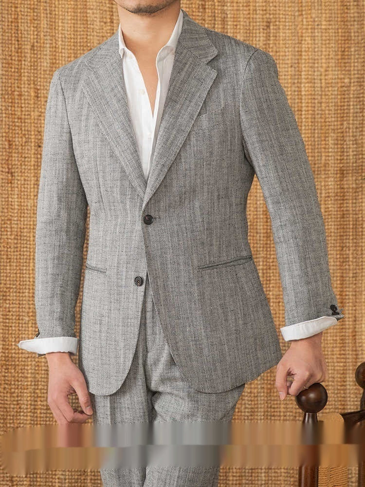 Thin Cotton And Linen Gentry With Half Lining Italian Casual Suit