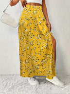 Women's Fashionable With Side-slit Printed Skirt