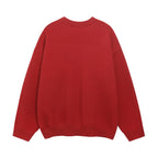 American Retro Sausage Puppy Jacquard Round Neck Sweater