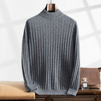 Thickened Wheat Jacquard Cashmere Sweater Men's Half-high Collar Solid Color Sweater