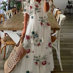 Women's Printed Medium Sleeve Long Dress